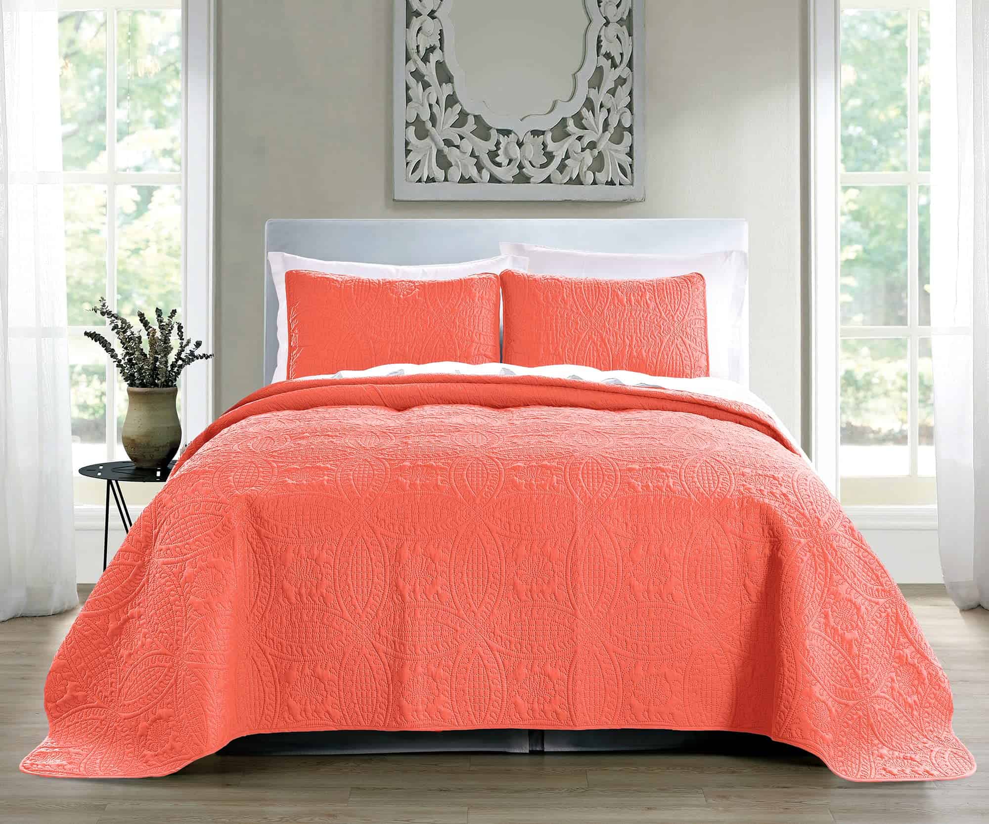 Set de Colcha King/California King Coral de Pure Bedding - - Imagen 3