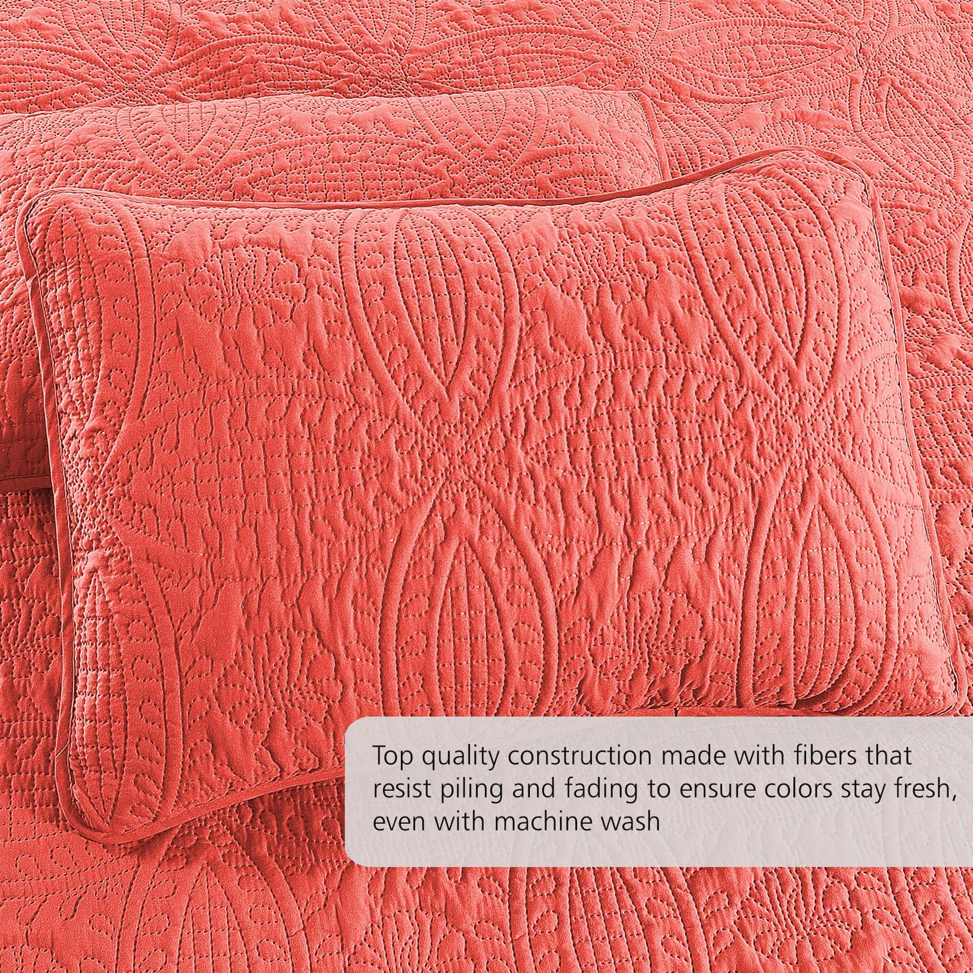 Set de Colcha King/California King Coral de Pure Bedding - - Imagen 4