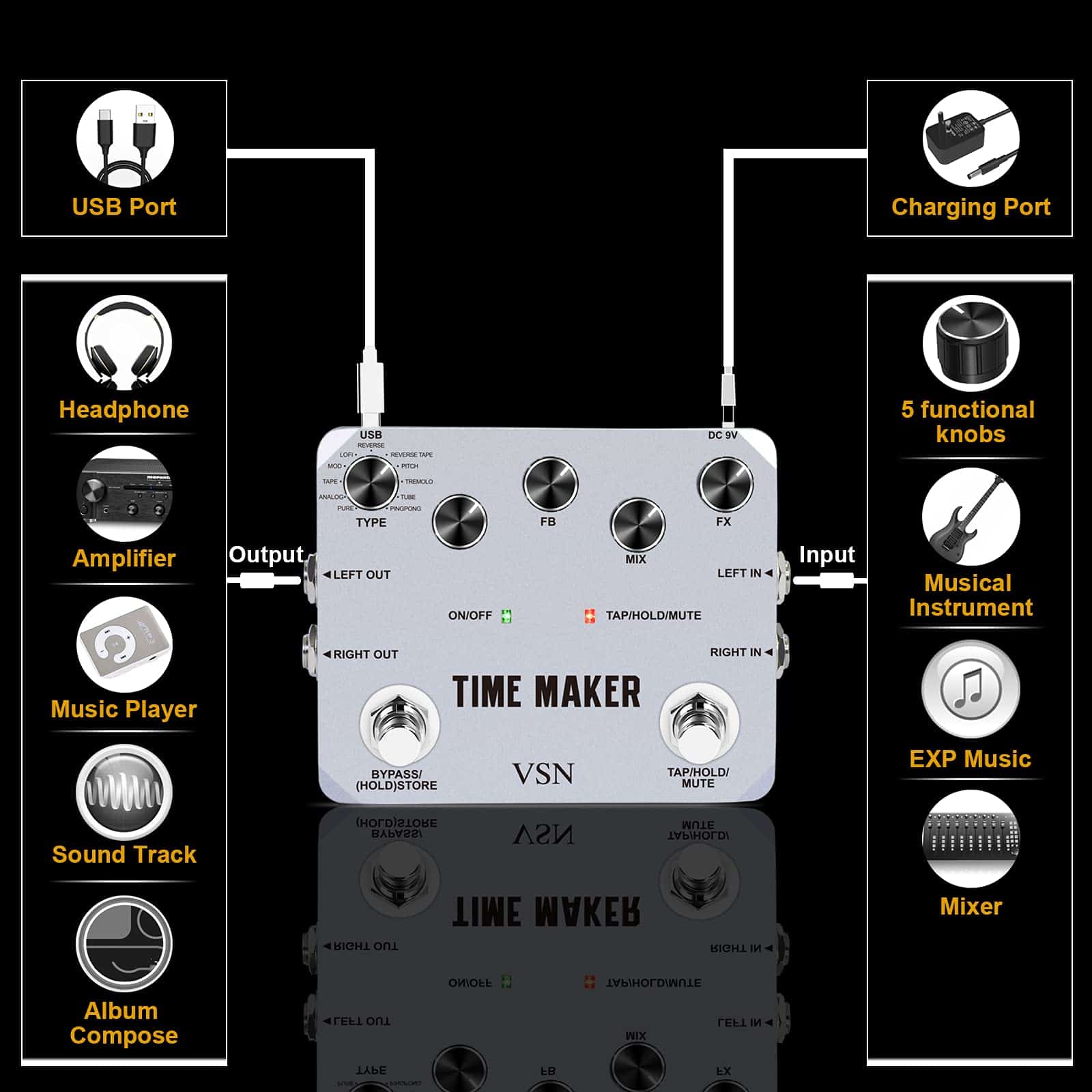 Pedal de Retraso VSN Time Maker 11 Tipos de Pedales de - Imagen 4