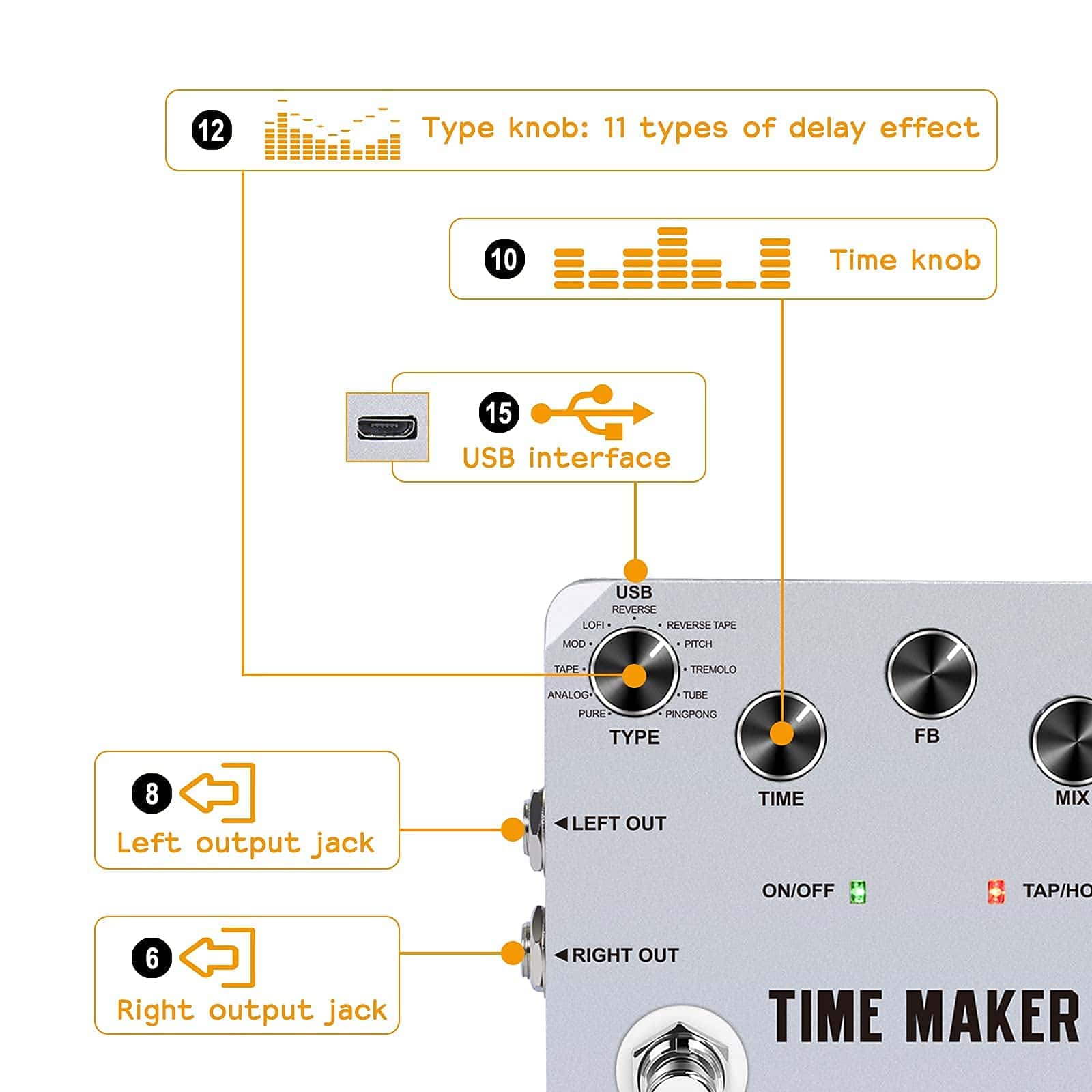 Pedal de Retraso VSN Time Maker 11 Tipos de Pedales de - Imagen 6