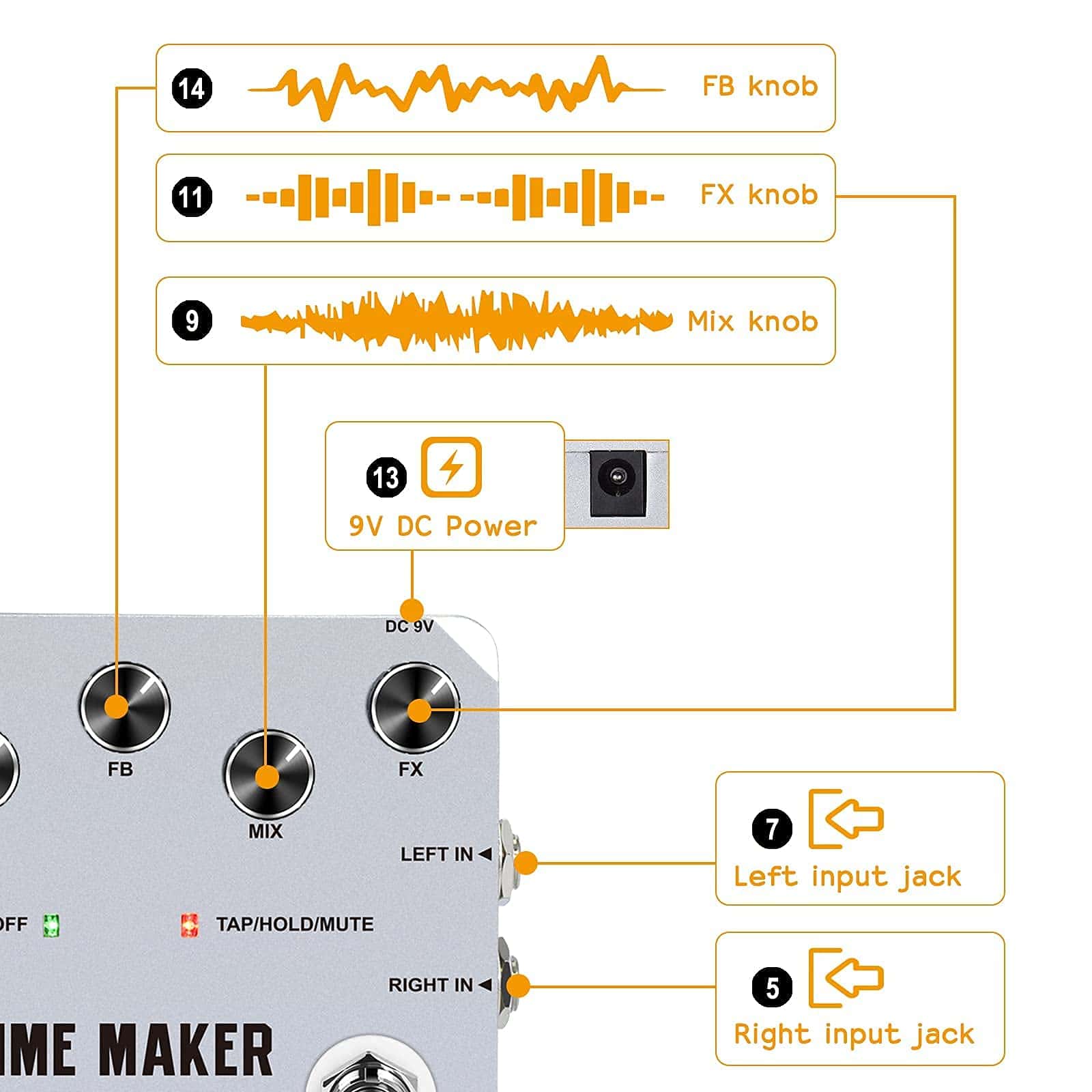 Pedal de Retraso VSN Time Maker 11 Tipos de Pedales de - Imagen 7