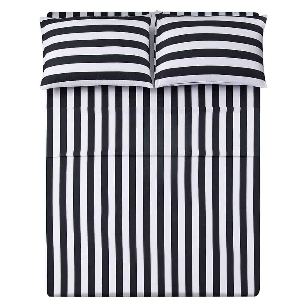 Juego de sábanas de rayas tamaño Queen Best Season-4 piezas