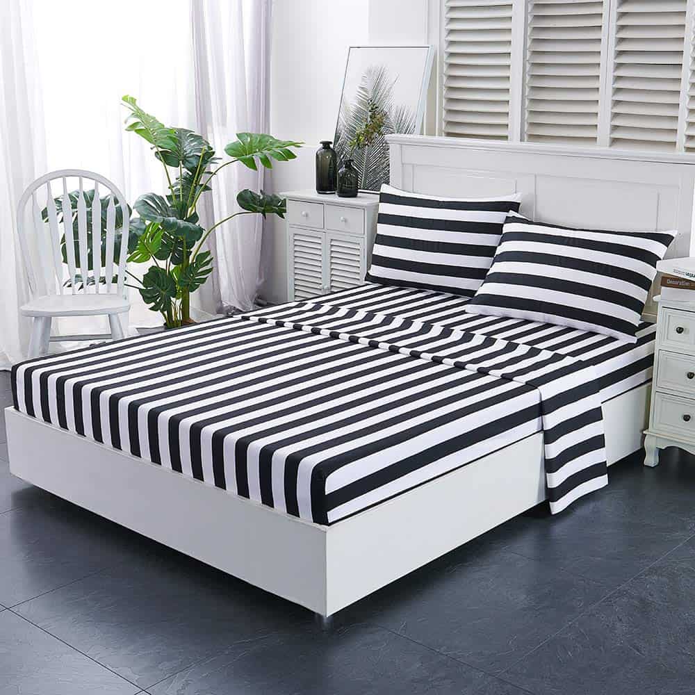 Juego de sábanas de rayas tamaño Queen Best Season-4 piezas - Imagen 5