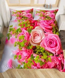 Juego de Funda nórdica con Rosas Rosadas Tamaño Completo