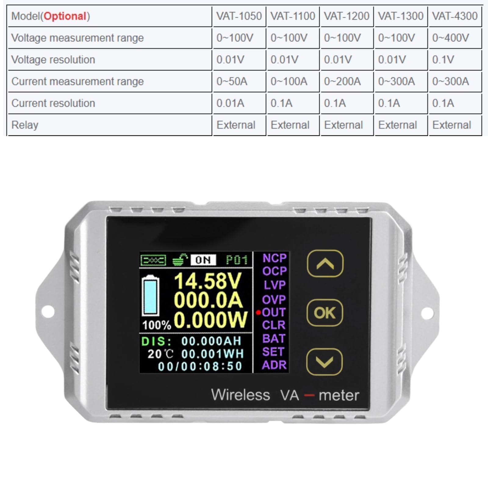 Medidor de Potencia Amperímetro de Voltaje DC Inalámbrico - Imagen 8