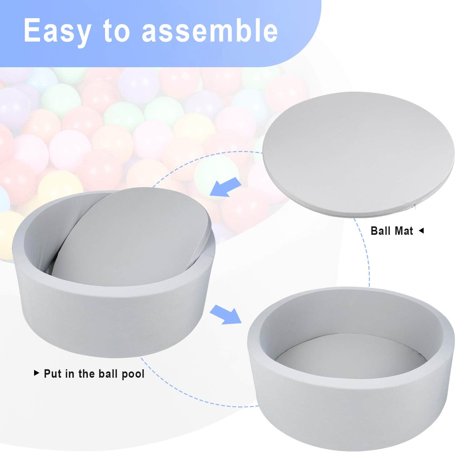 TRENDBOX Piscina de Bolas Redonda de Espuma de Memoria - Imagen 5