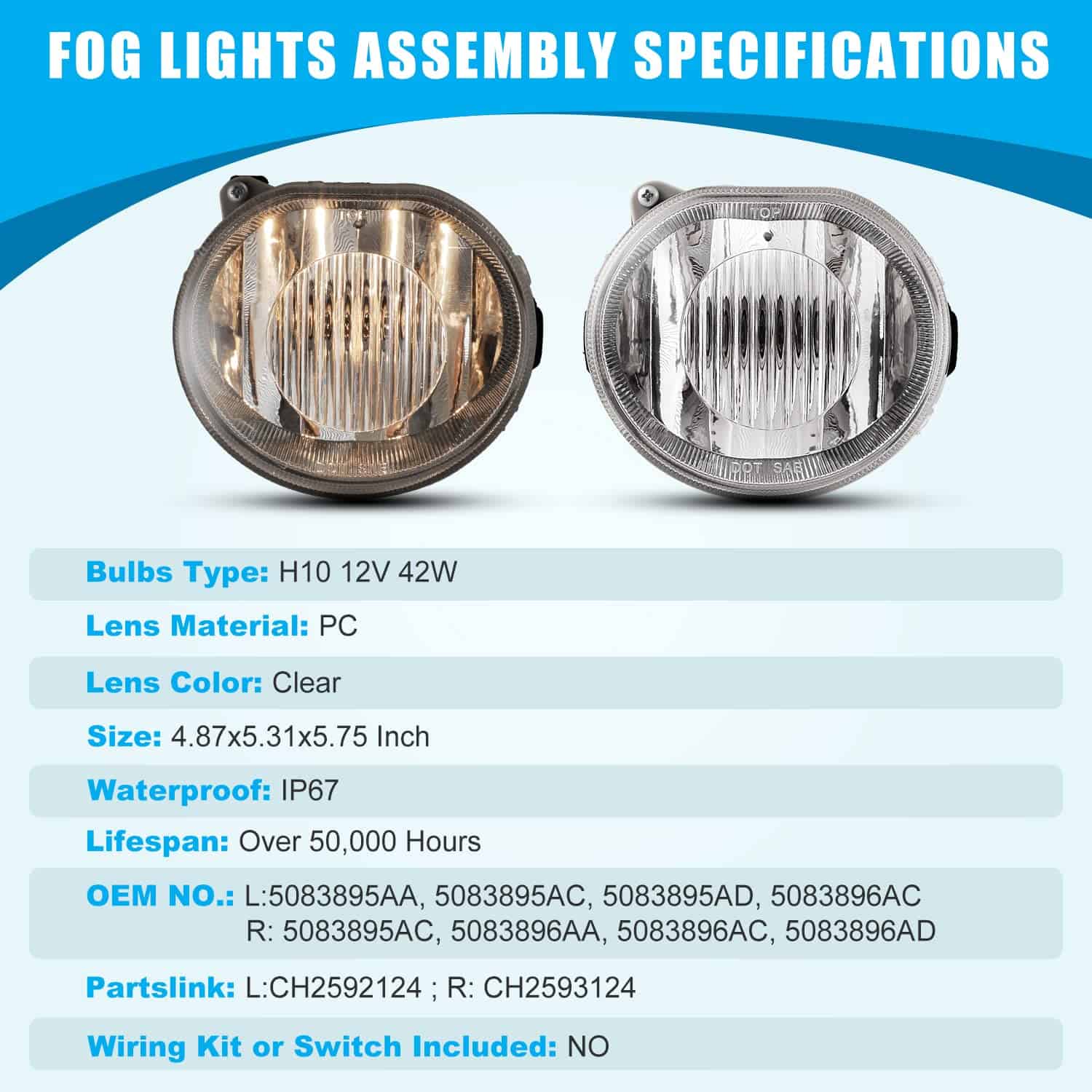 Luces de Niebla Compatibles con [2002 2003 2004 Jeep - Imagen 7