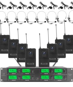 Sistema de Micrófono Inalámbrico UHF de 8 Canales con 8