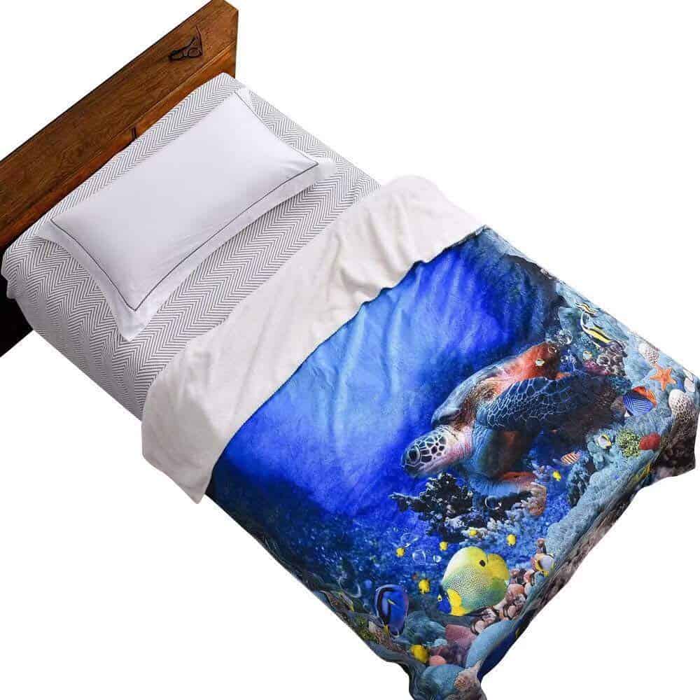 Mantas y Cobijas de Tortuga 3D para Niños, Franela