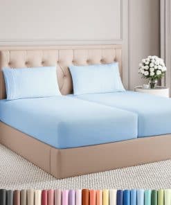 Juego de sábanas tamaño Split King de 400 -Azul Bebé