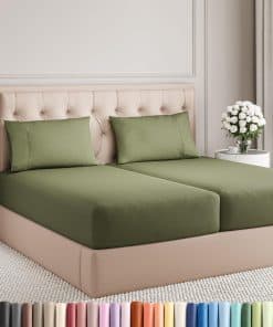 Juego de sábanas de algodón de 400 hilos - -Verde Salvia