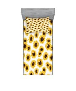 Juego de sábana ajustable y funda de -Amarillo