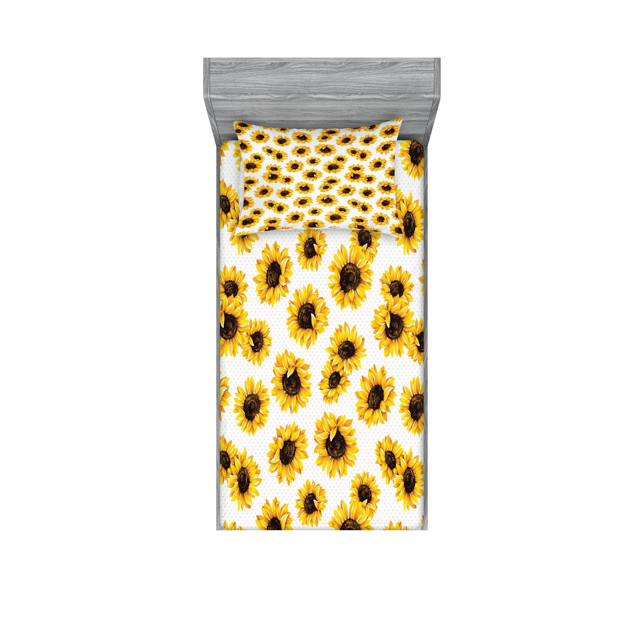 Juego de sábana ajustable y funda de -Amarillo