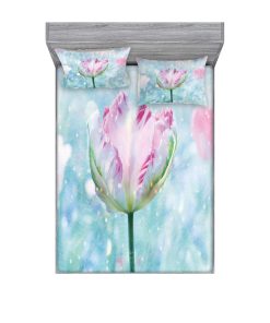 Juego de Sábana Ajustable y Funda de -Purple White