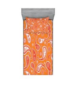 Juego de Sábana Ajustable y Funda de -Blanco Naranja