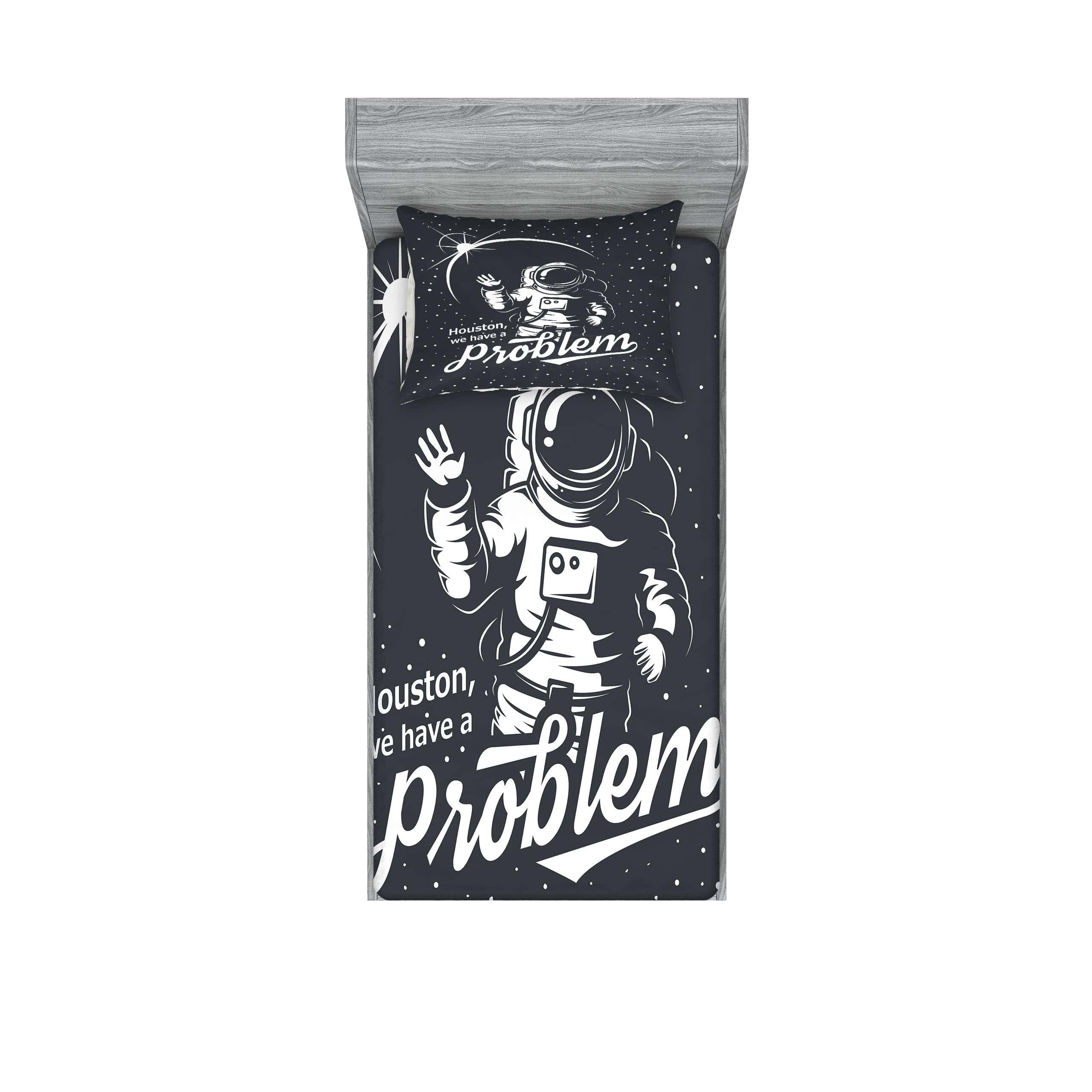 Juego de sábana ajustable y funda de -Gris Negro