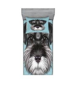 Lunarable Juego de Sábana Ajustable y Funda -Azul Blanco