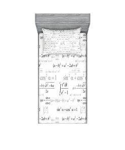 Juego de sábana ajustable y funda de -Gris Blanco