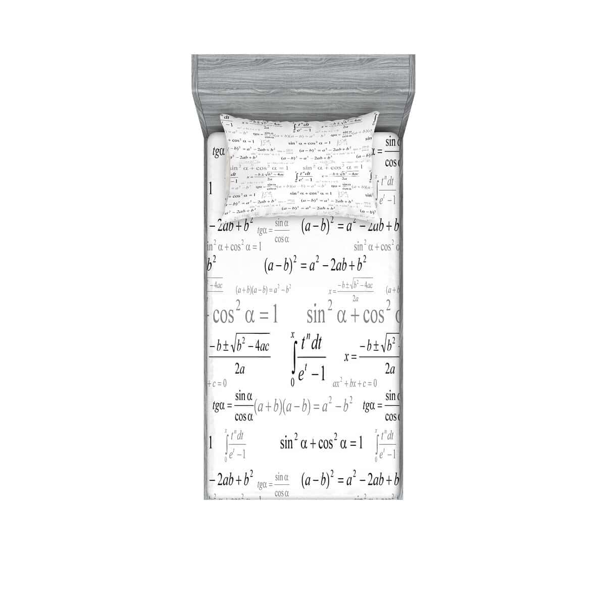 Juego de Sábana Ajustable y Funda de -Gris Blanco