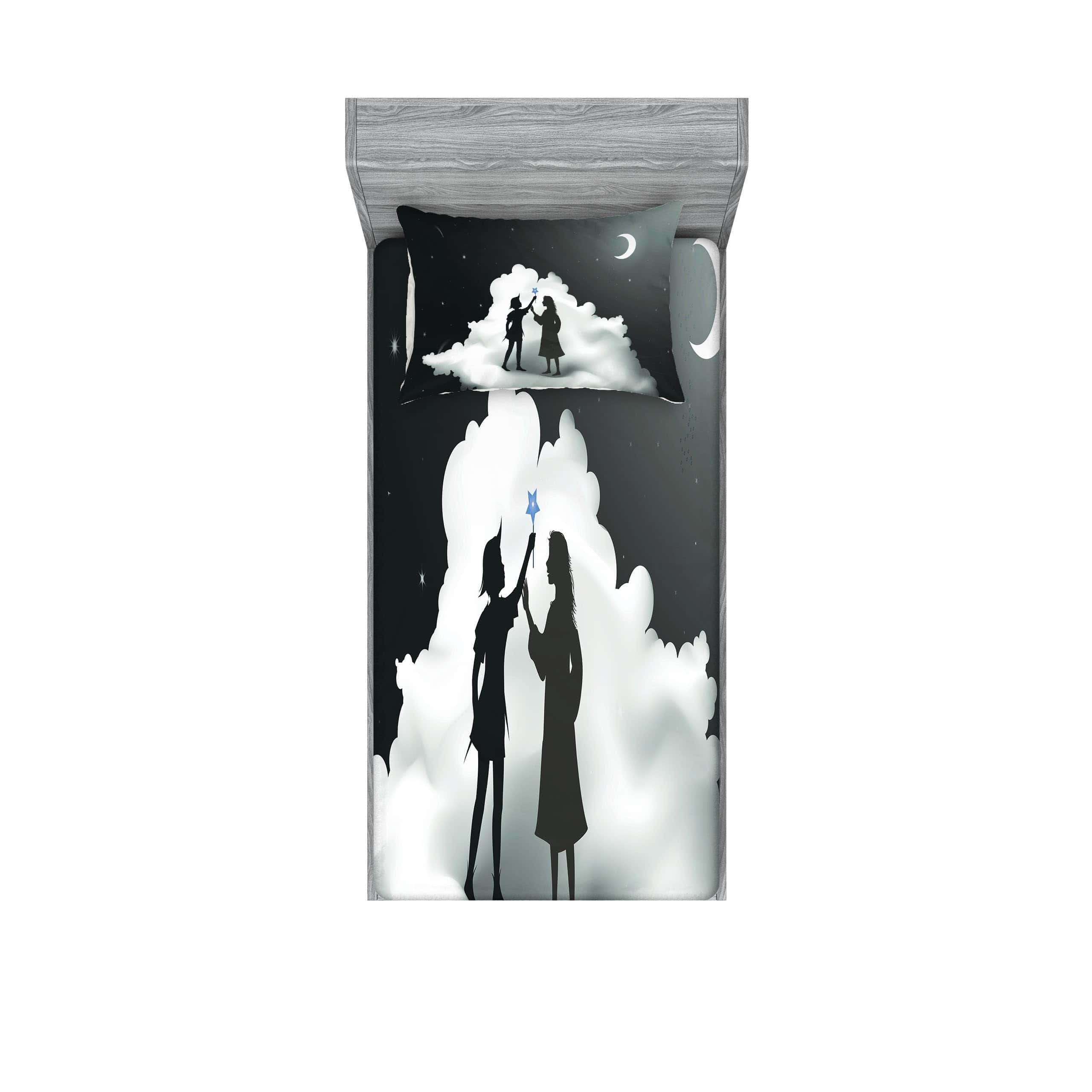 Juego de sábana ajustable y funda de -Gris