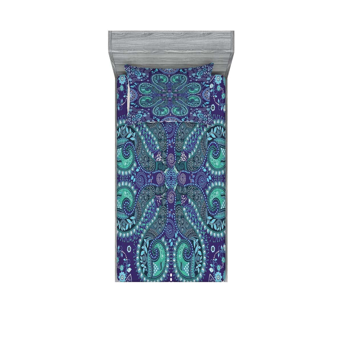 Juego de Sábana Ajustable y Funda de -Azul Cadete