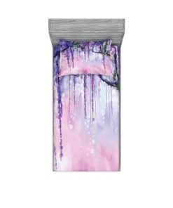 Juego de Sábana Ajustable y Funda de -Morado Rosa