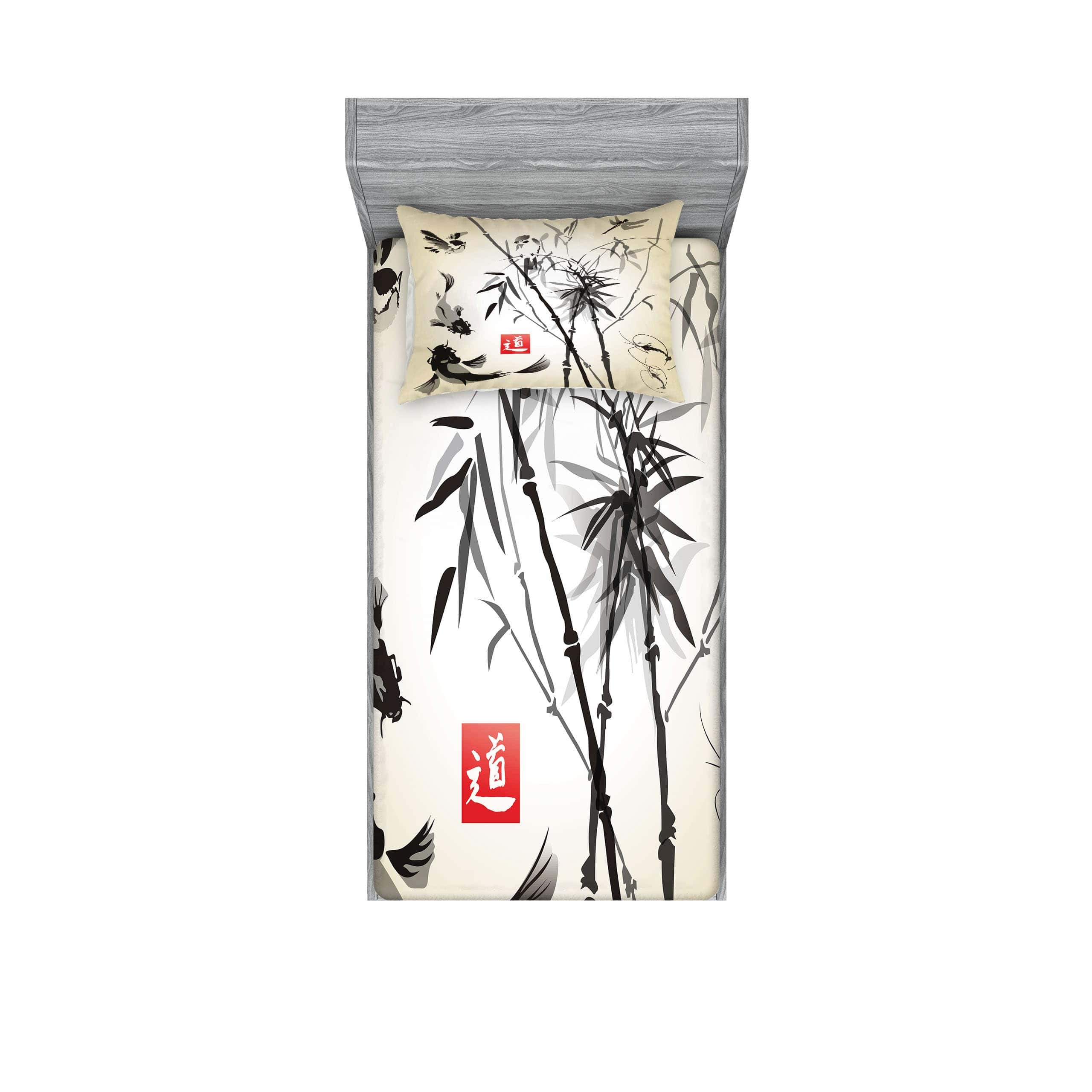 Juego de sábana ajustable y funda de -Blanco y Negro