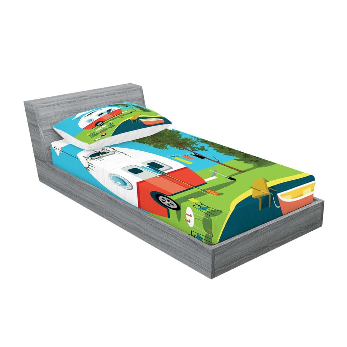 Juego de sábana ajustada y funda de -Verde Azul - Imagen 3