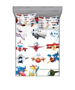 Juego de sábana ajustable y funda de -Rojo Azul