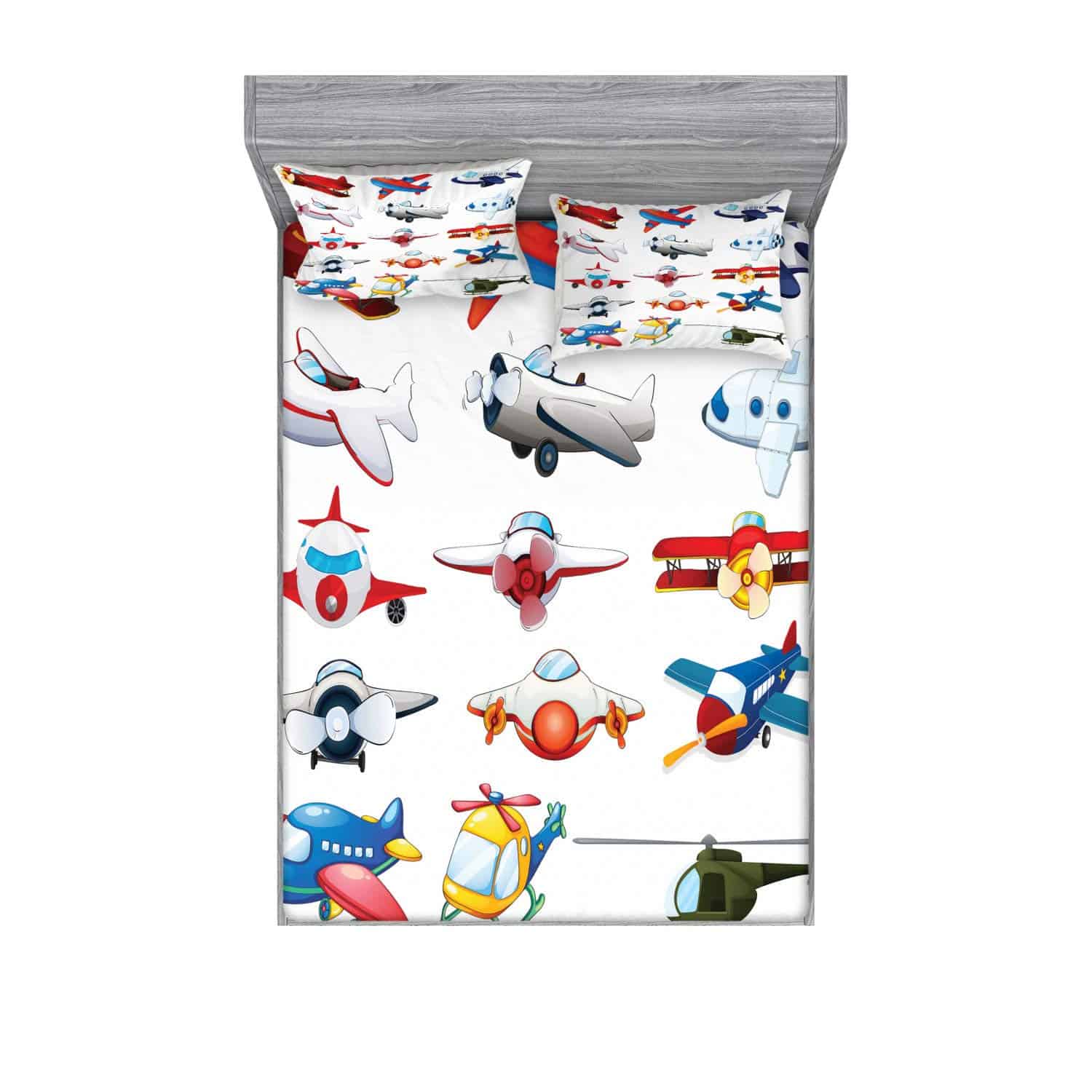 Juego de sábana ajustable y funda de -Rojo Azul