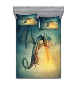 Lunarable Juego de Sábana Ajustable y Funda -Teal Amarillo