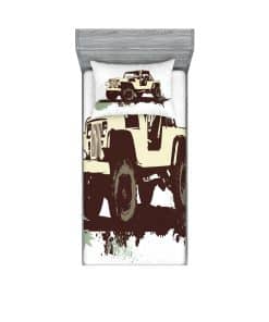 Juego de sábanas ajustadas y funda de -Marrón Crema