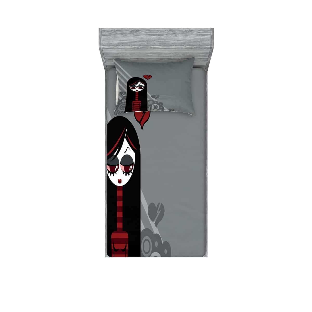 Juego de sábana ajustada y funda de -Burdeos