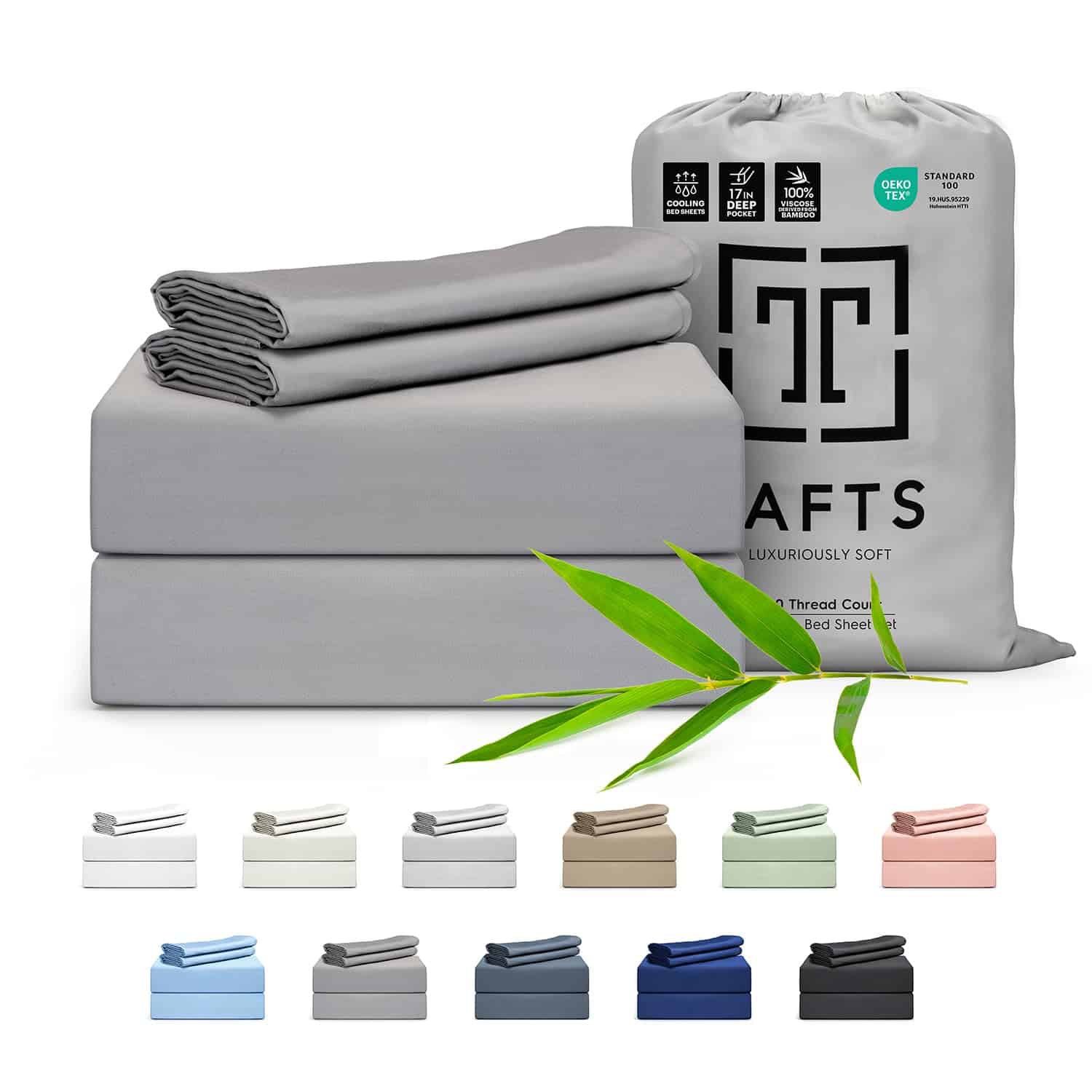 Juego de sábanas Queen Size Tafts 100% Viscosa -Gris espacia