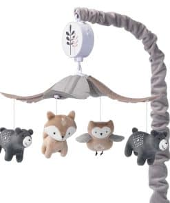 Móvil para cuna musical Lambs & Ivy Woodland Forest Gris/Tan