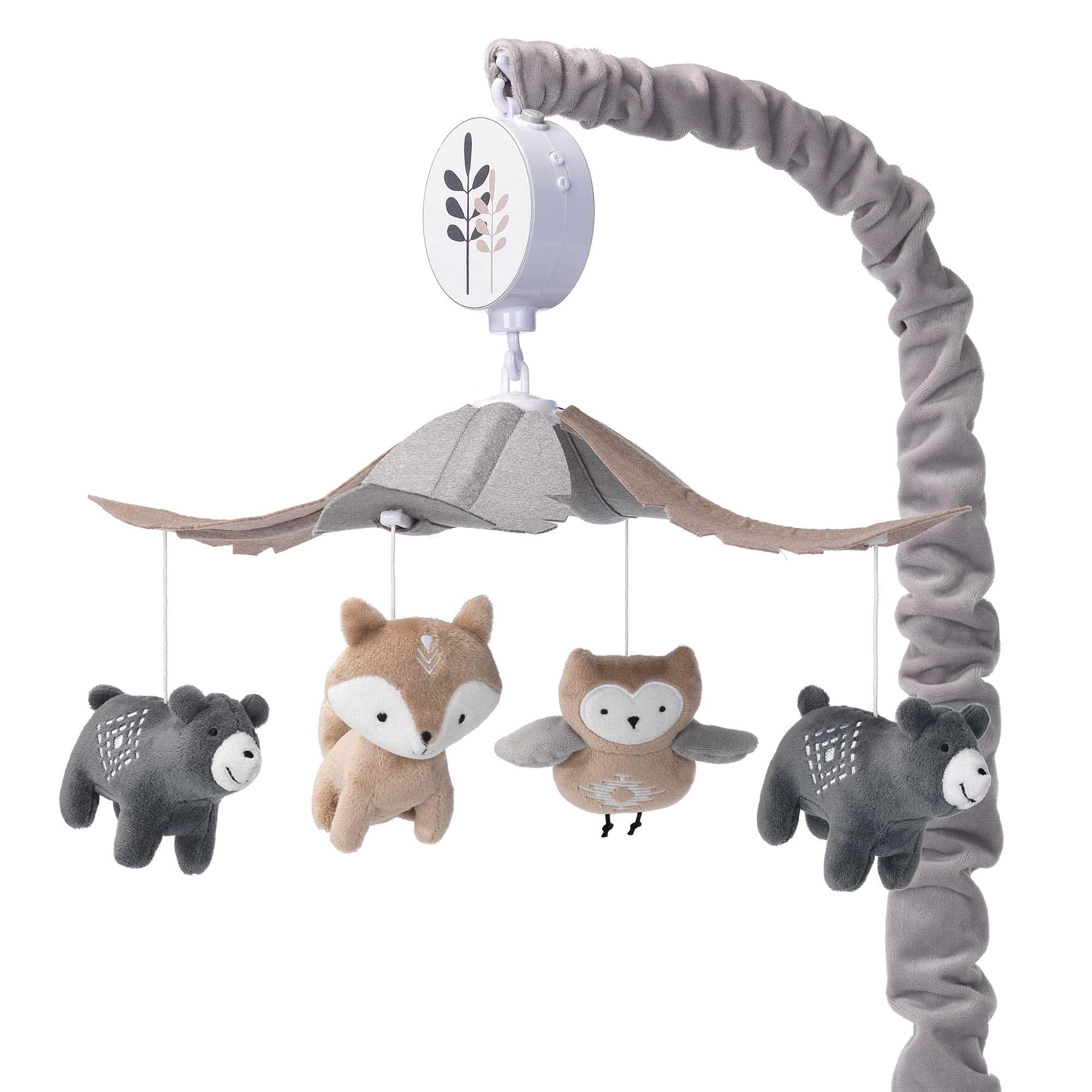 Móvil para cuna musical Lambs & Ivy Woodland Forest Gris/Tan