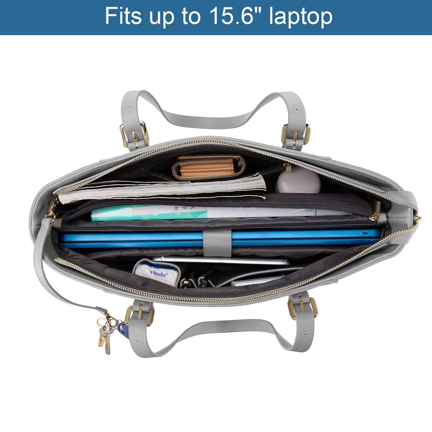 Bolso para Laptop LOVEVOOK para Mujer, Bolsa de Cuero - Imagen 5