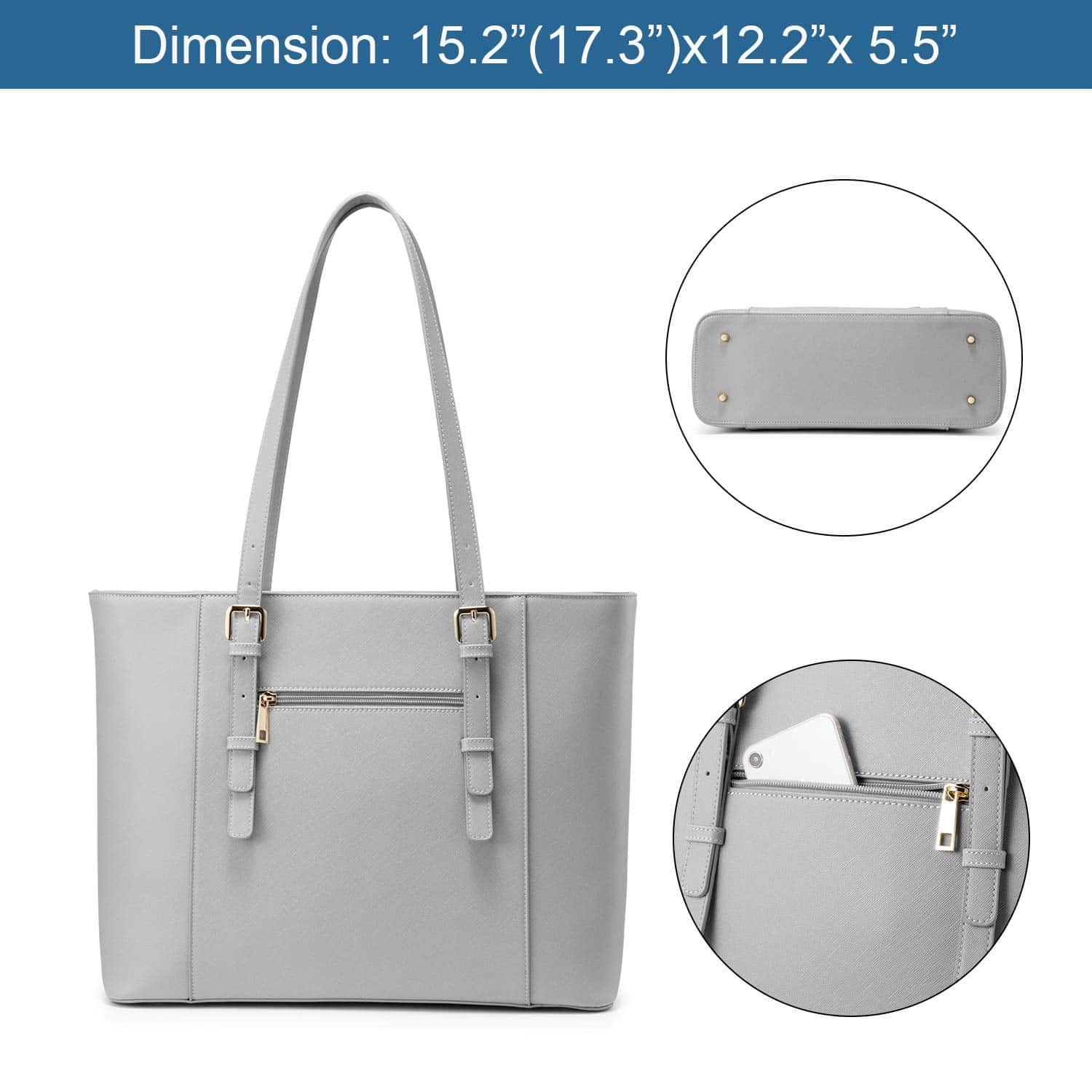 Bolso para Laptop LOVEVOOK para Mujer, Bolsa de Cuero - Imagen 4