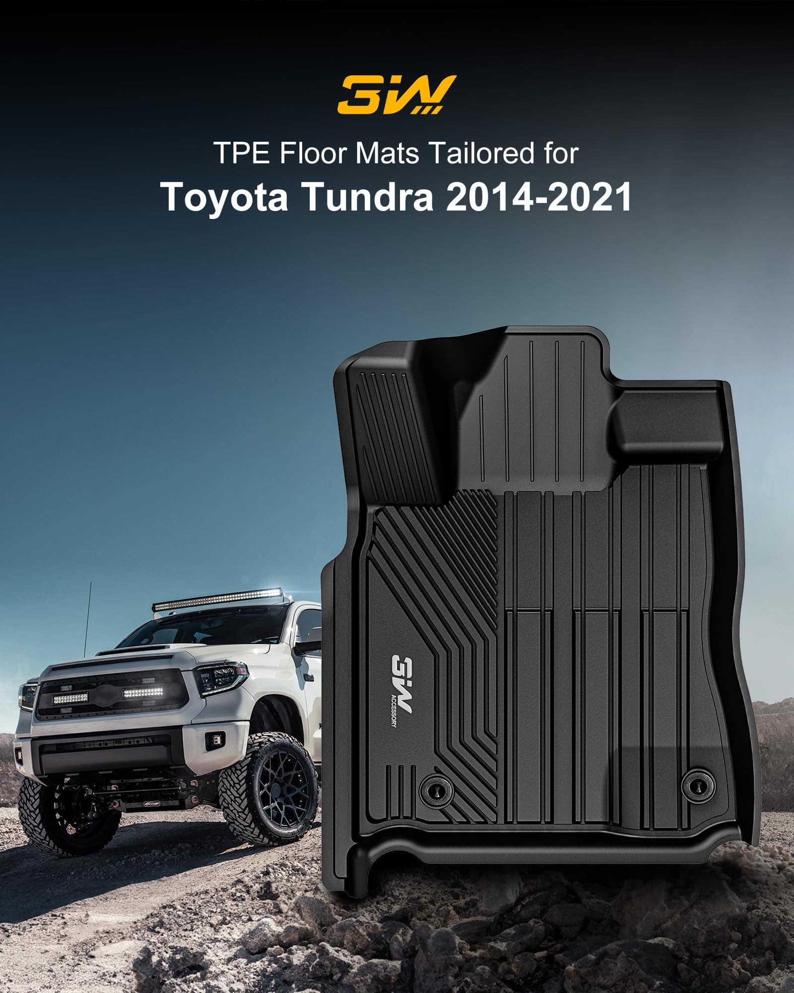 Tapetes para Piso 3W Fit Toyota Tundra 2014-2021 (Solo para - Imagen 3