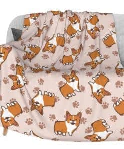 Manta de Felpa de Franela con Motivo de Perros Corgi