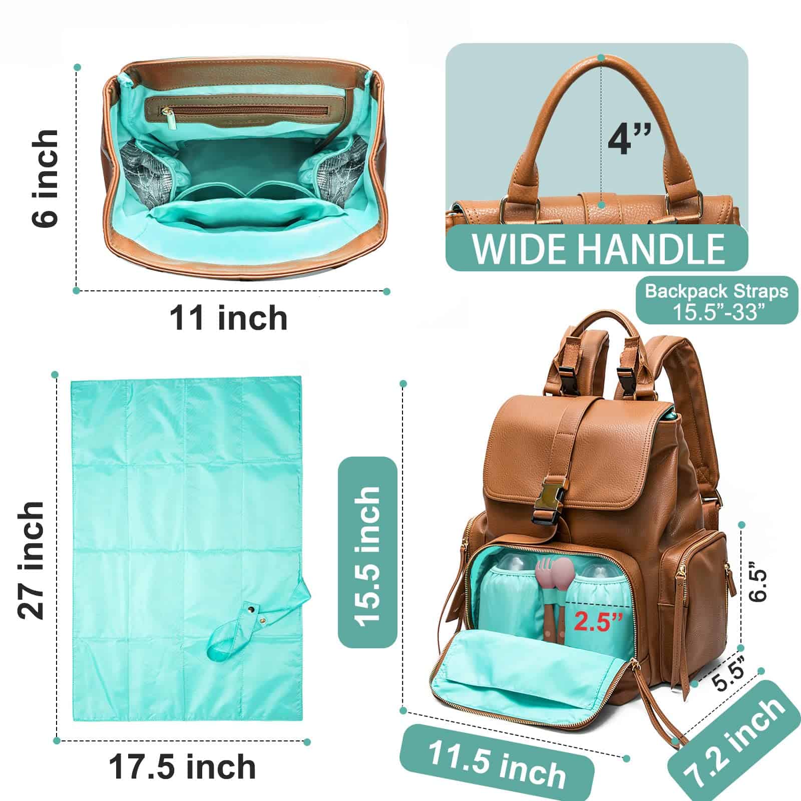 MOMINSIDE Mochila para Pañales con 14 Bolsillos, Bolso de - Imagen 7