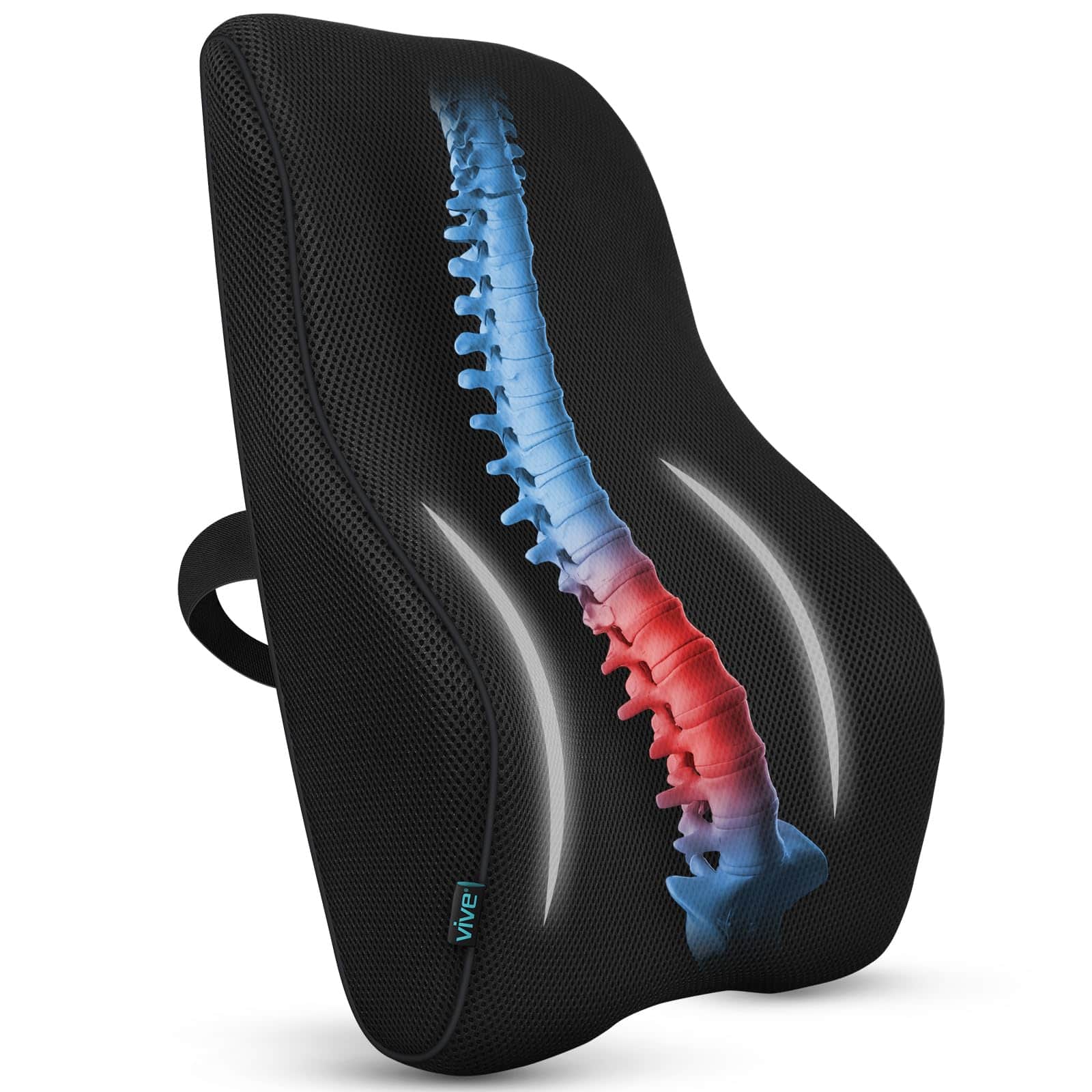 Cojín lumbar completo Vive - Cojín de soporte ergonómico de