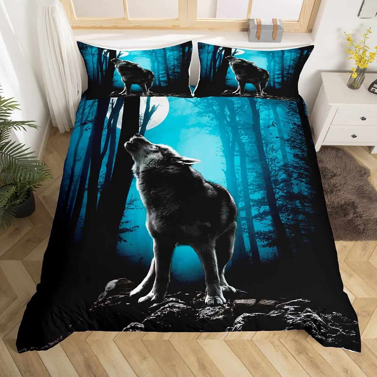 Juego de Ropa de Cama para Niños Feelyou Estampado de Lobo