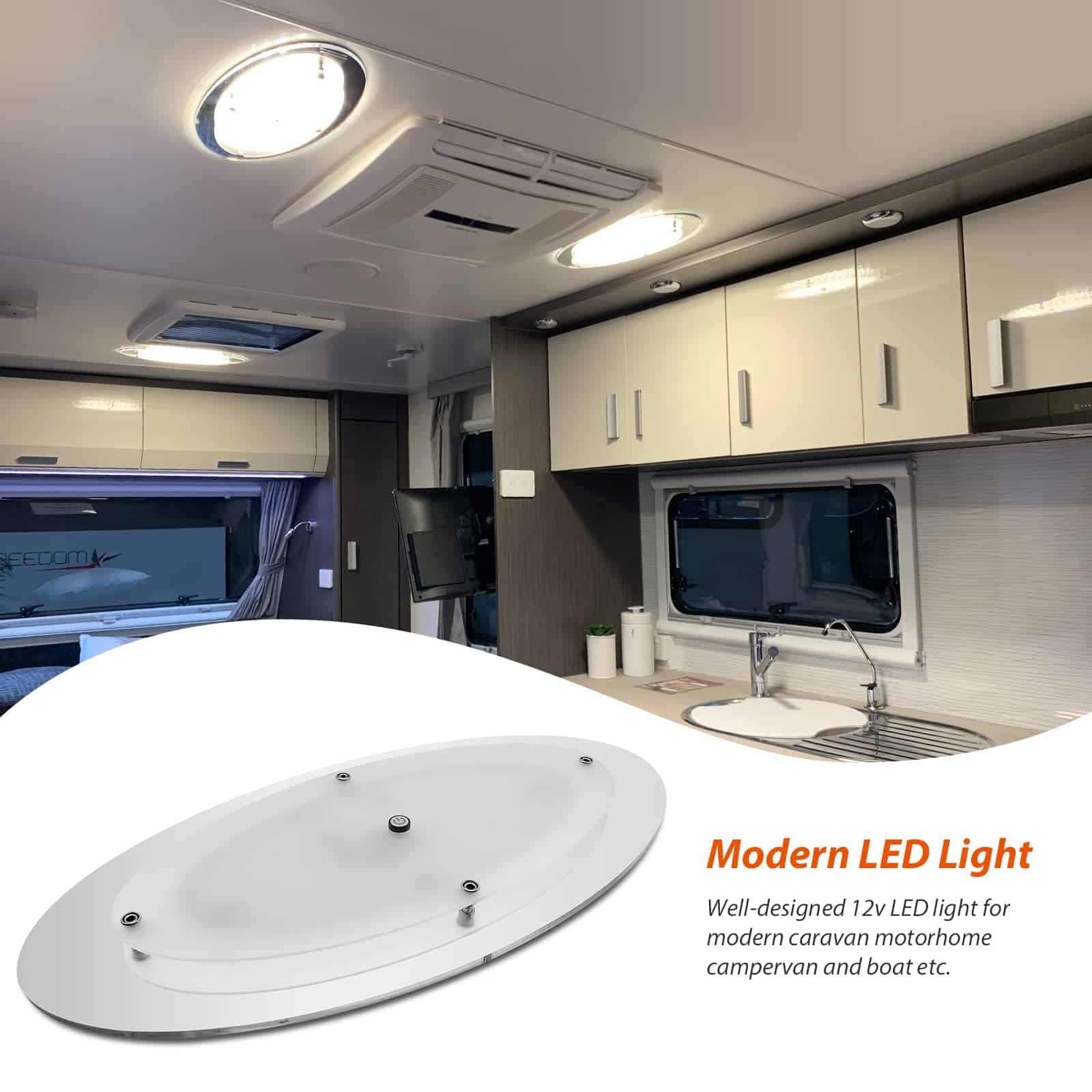 Luz de Panel Ovalada LED Interior para RV de 12 voltios - Imagen 3