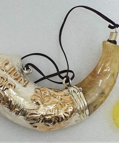 Shofart Israel Silver 925 Anointing Ram Shofar Lion Of