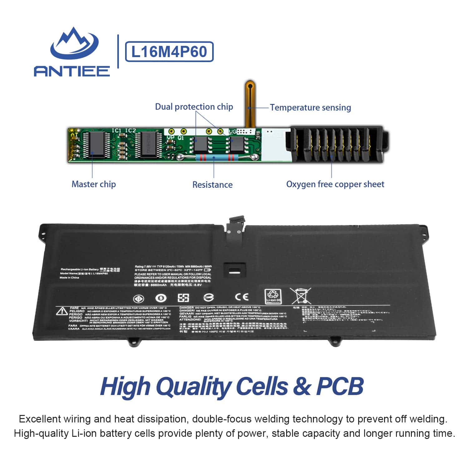 Batería de repuesto ANTIEE L16M4P60 para Lenovo Yoga 920 - Imagen 4