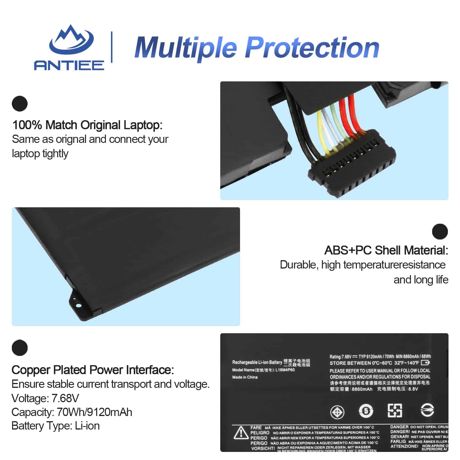 Batería de repuesto ANTIEE L16M4P60 para Lenovo Yoga 920 - Imagen 3