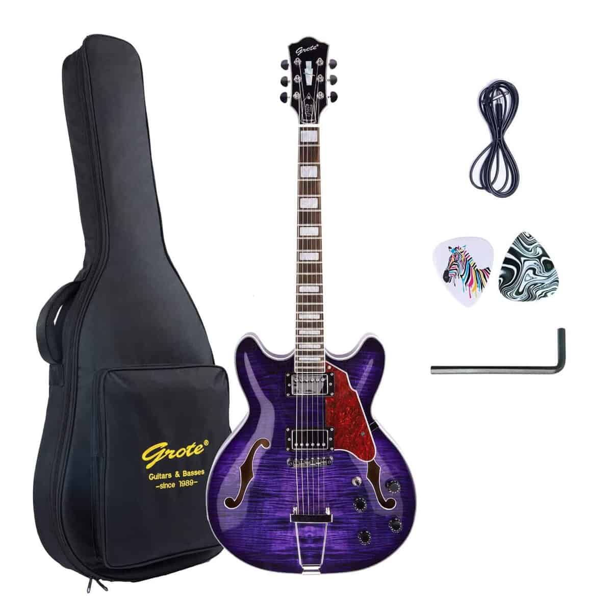Guitarra Eléctrica GROTE Jazz Semi-Hueca Con Puente Trapeze