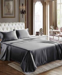 Juego de sábanas de satén CozyLux King Size - -Gris Oscuro