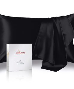 Funda de Almohada de Seda 100% Pura de -Negro